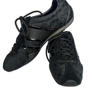 Coach Remonna Black Signature‎ Monogram Suede and Fabric Oxford Sneakers